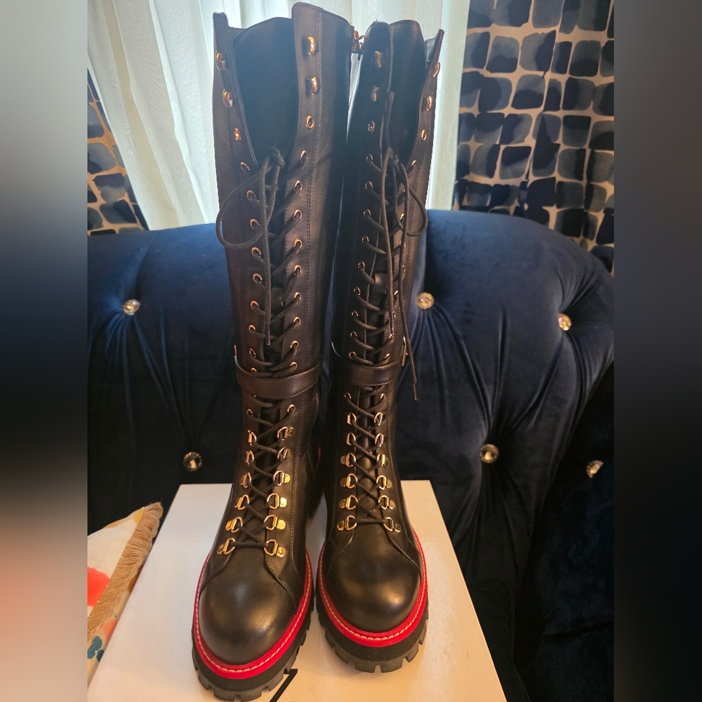 VINCI Istinye Leather Knee High Lace-Up Boots Limited Edition Size EU40/US9.5 - Picture 12 of 16